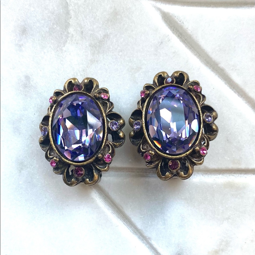 Vintage Purple Lavender Chunky Earrings